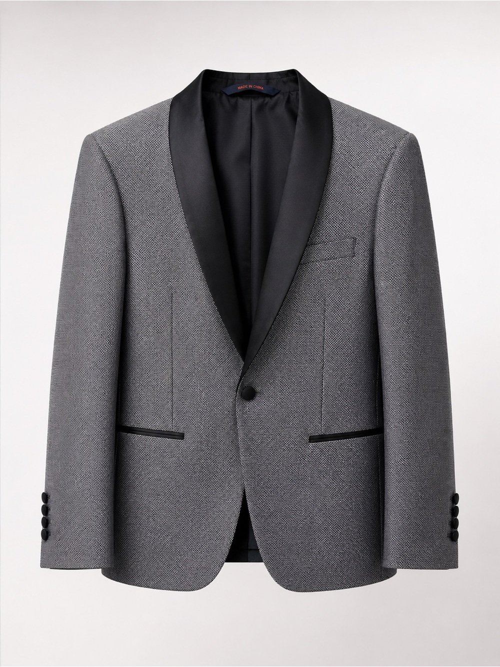 Egara Gray Tuxedo Blazer with Black Satin Shawl Collar